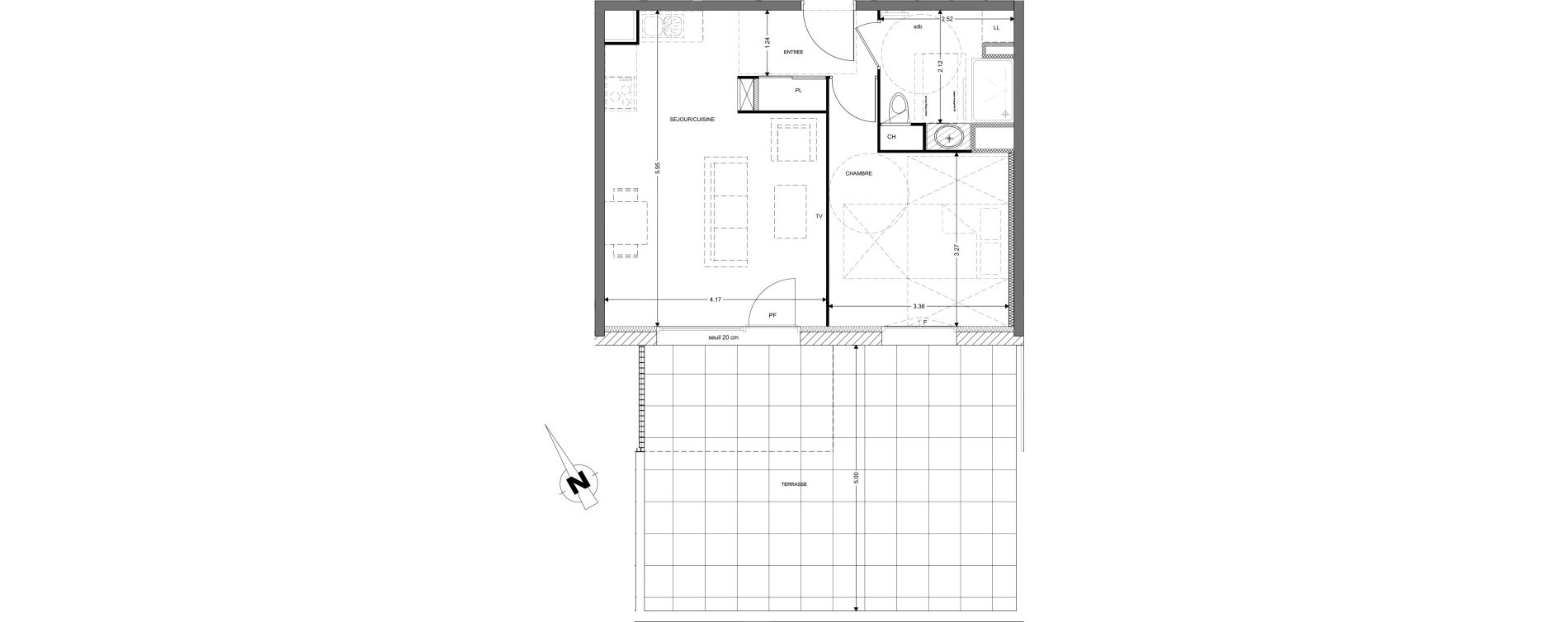 Appartement T2 de 43,48 m2 &agrave; Claix Centre