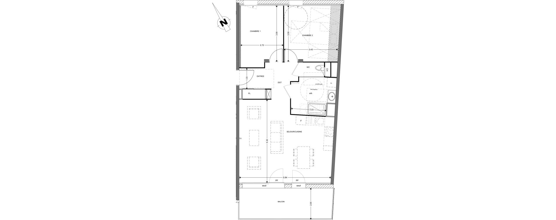 Appartement T3 de 67,16 m2 &agrave; Claix Centre