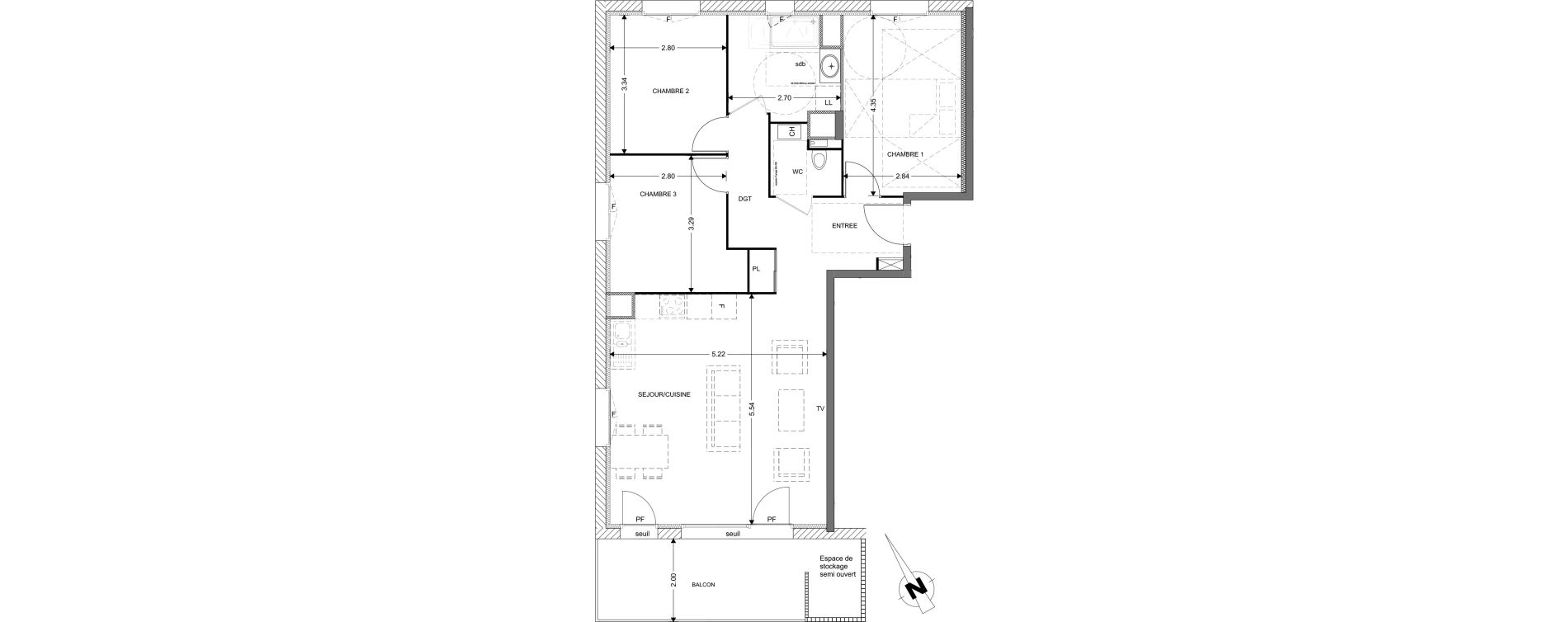 Appartement T4 de 78,65 m2 &agrave; Claix Centre