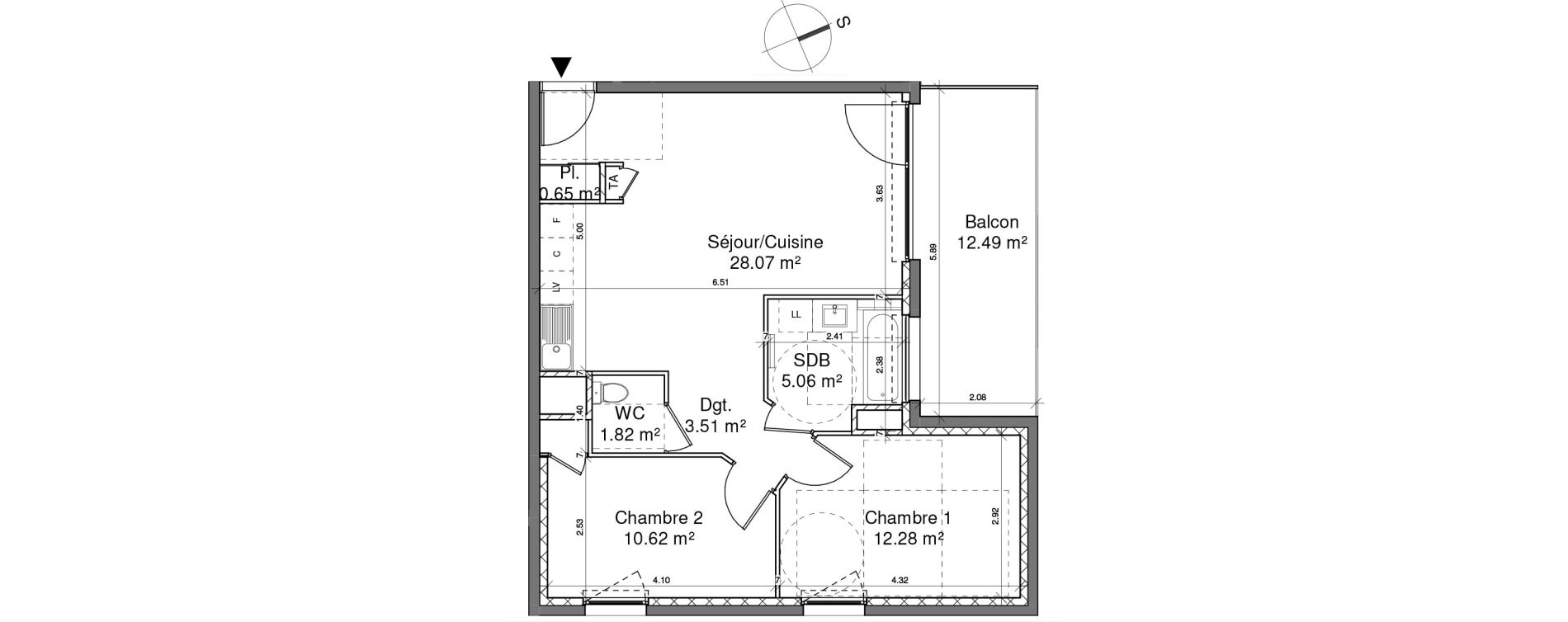 Appartement T3 de 62,01 m2 &agrave; Coublevie Centre