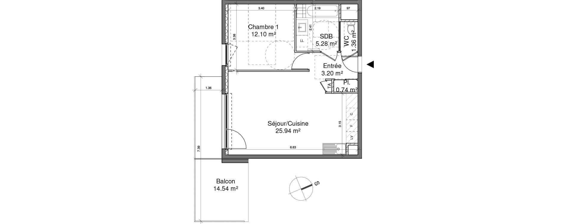 Appartement T2 de 48,62 m2 &agrave; Coublevie Centre