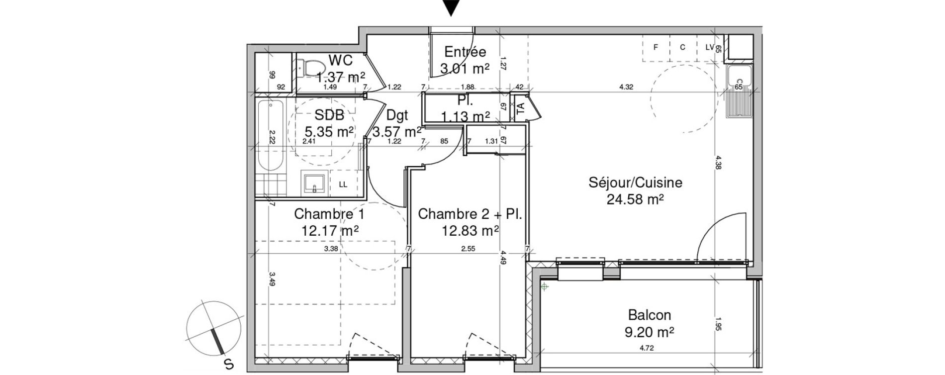 Appartement T3 de 64,01 m2 &agrave; Coublevie Centre