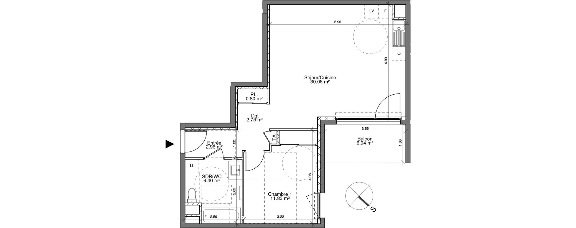 Appartement T2 de 54,82 m2 &agrave; Coublevie Centre