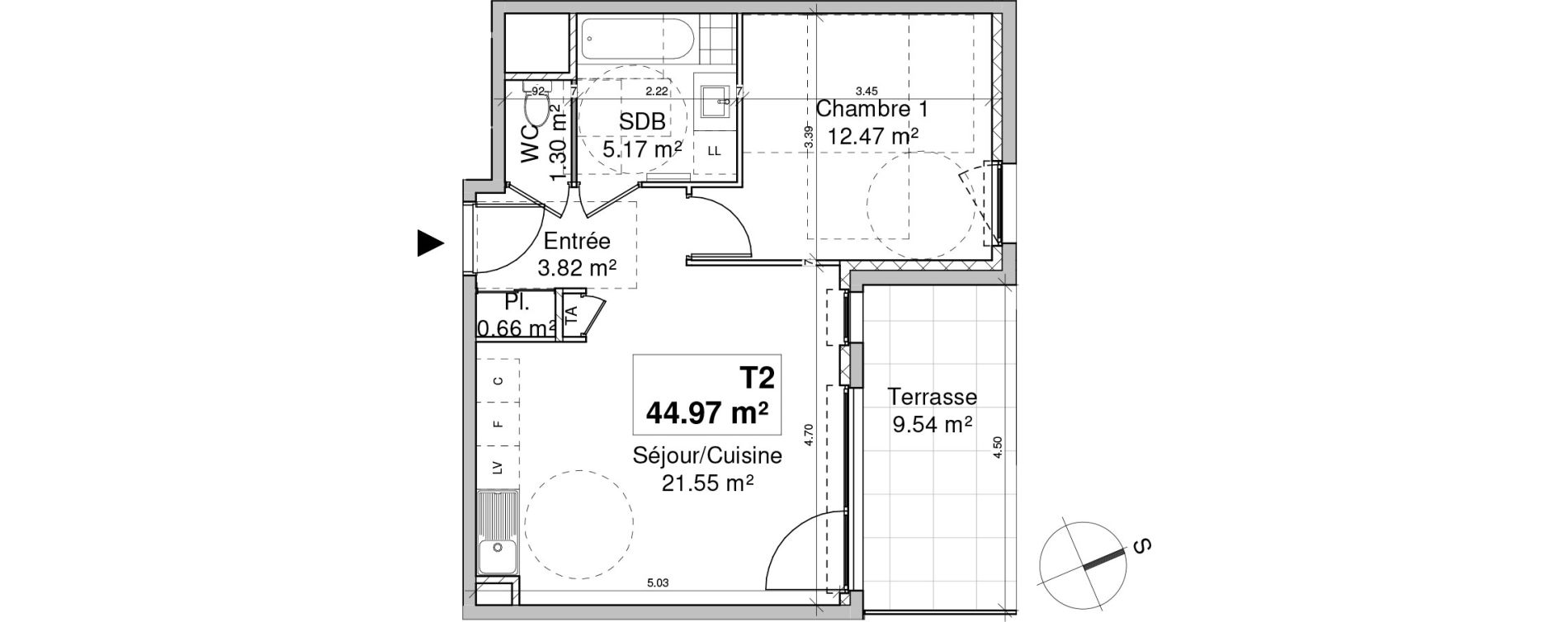 Appartement T2 de 44,97 m2 &agrave; Coublevie Centre