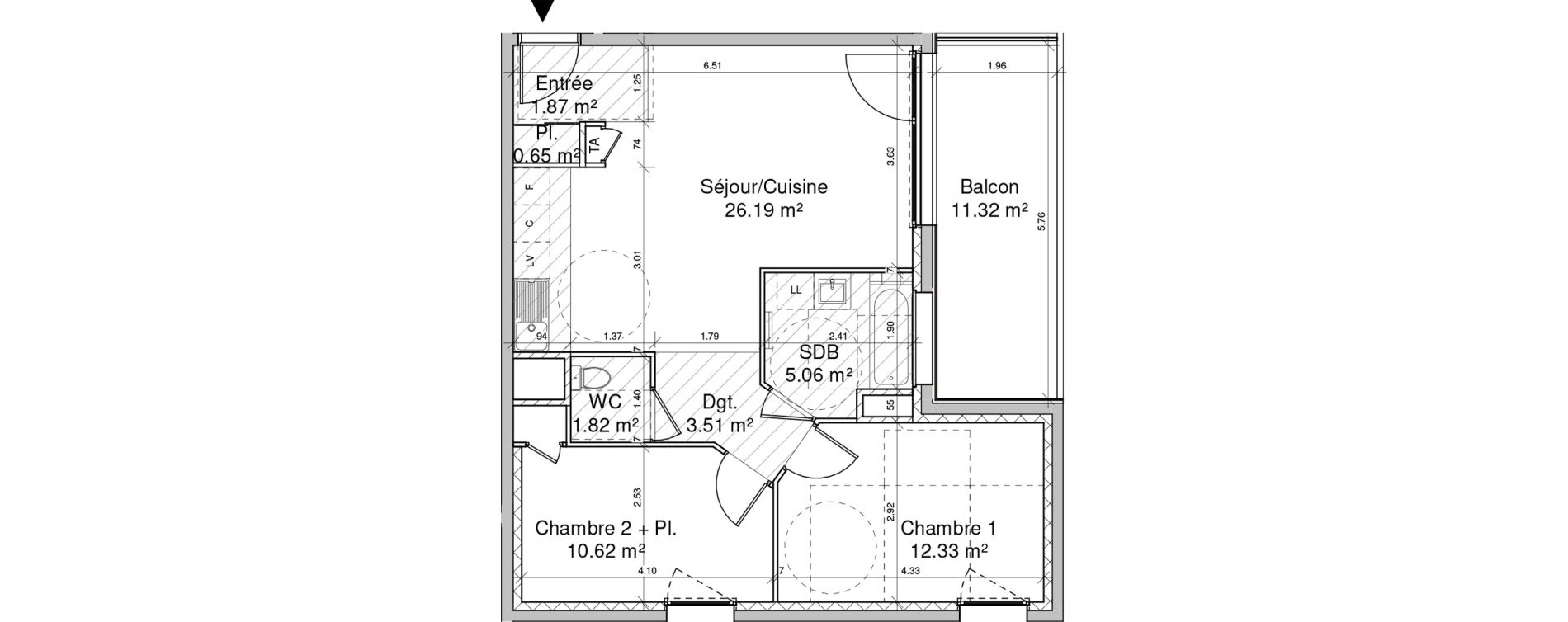Appartement T3 de 62,05 m2 &agrave; Coublevie Centre