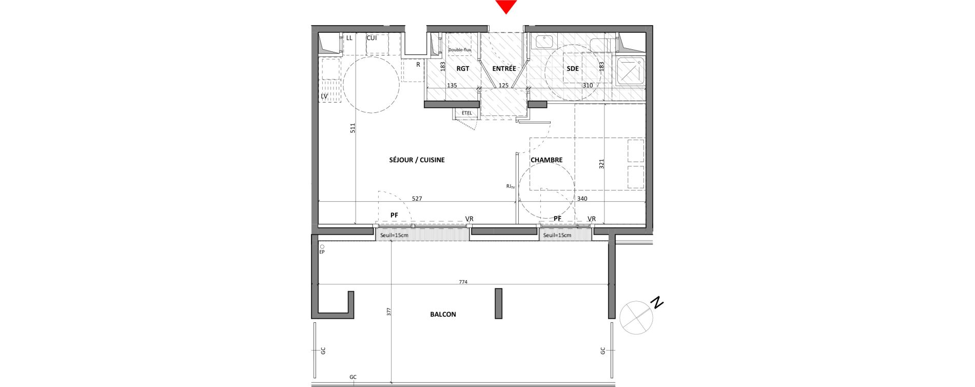 Appartement T2 de 41,61 m2 &agrave; Crolles Centre