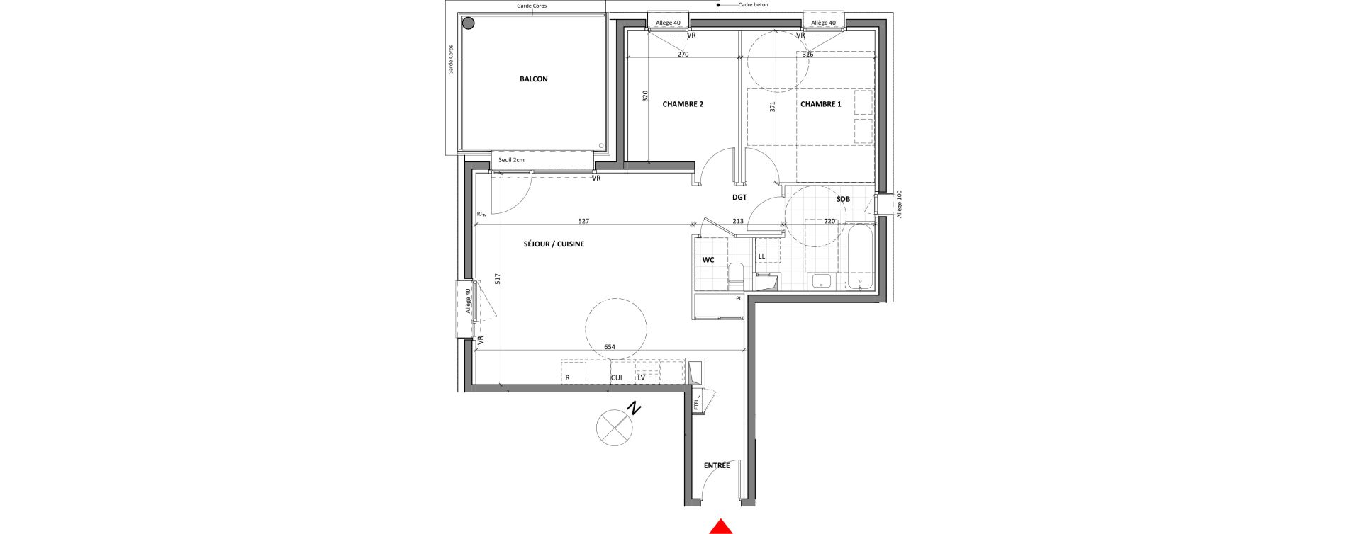 Appartement T3 de 64,36 m2 &agrave; Crolles Centre