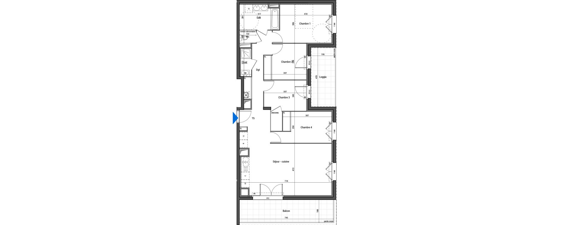 Appartement T5 de 94,30 m2 &agrave; Estrablin Centre