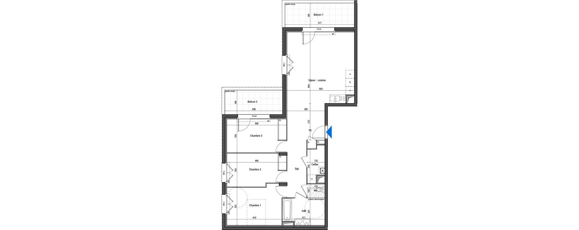 Appartement T4 de 84,80 m2 &agrave; Estrablin Centre