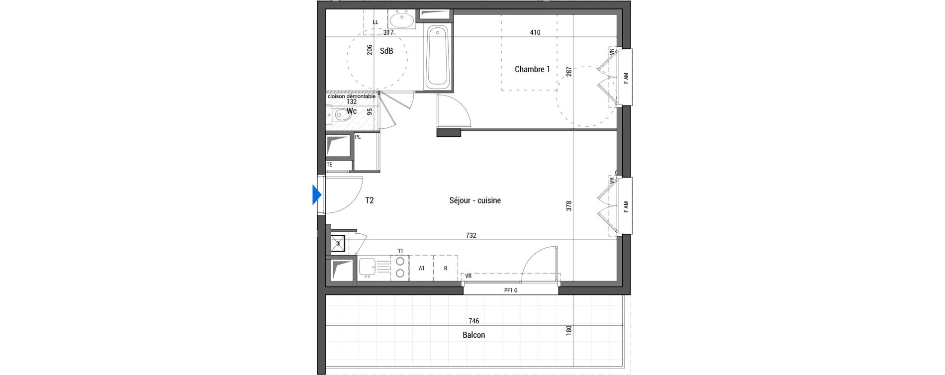 Appartement T2 de 47,00 m2 &agrave; Estrablin Centre