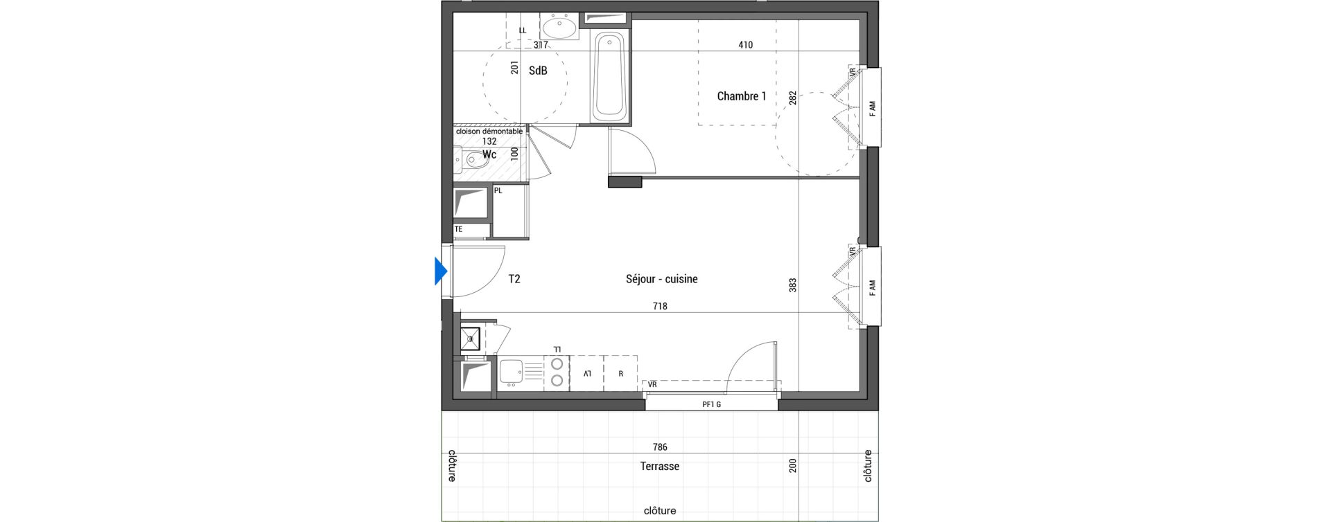Appartement T2 de 47,00 m2 &agrave; Estrablin Centre