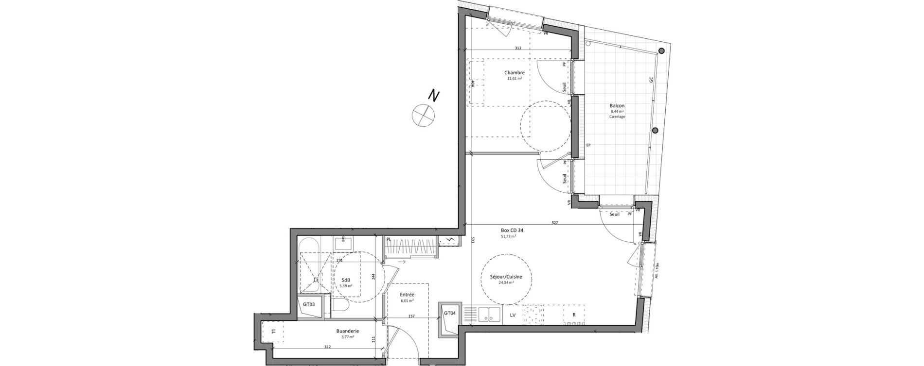 Appartement T2 de 50,82 m2 &agrave; Eybens Centre