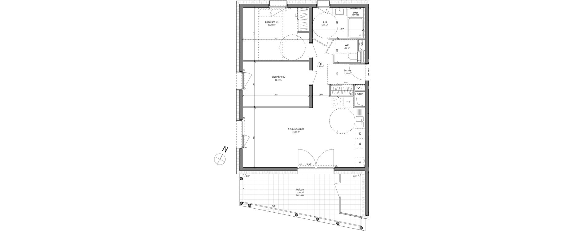 Appartement T3 de 63,17 m2 &agrave; Eybens Centre