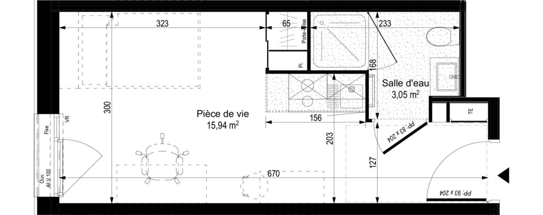 Appartement T1 meubl&eacute; de 18,99 m2 &agrave; Gi&egrave;res Centre