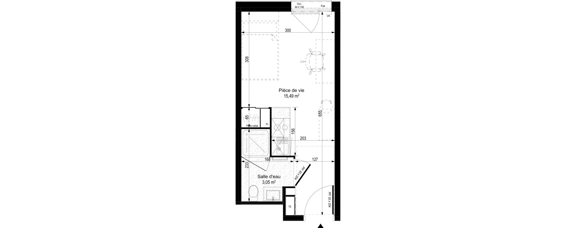Appartement T1 meubl&eacute; de 18,54 m2 &agrave; Gi&egrave;res Centre