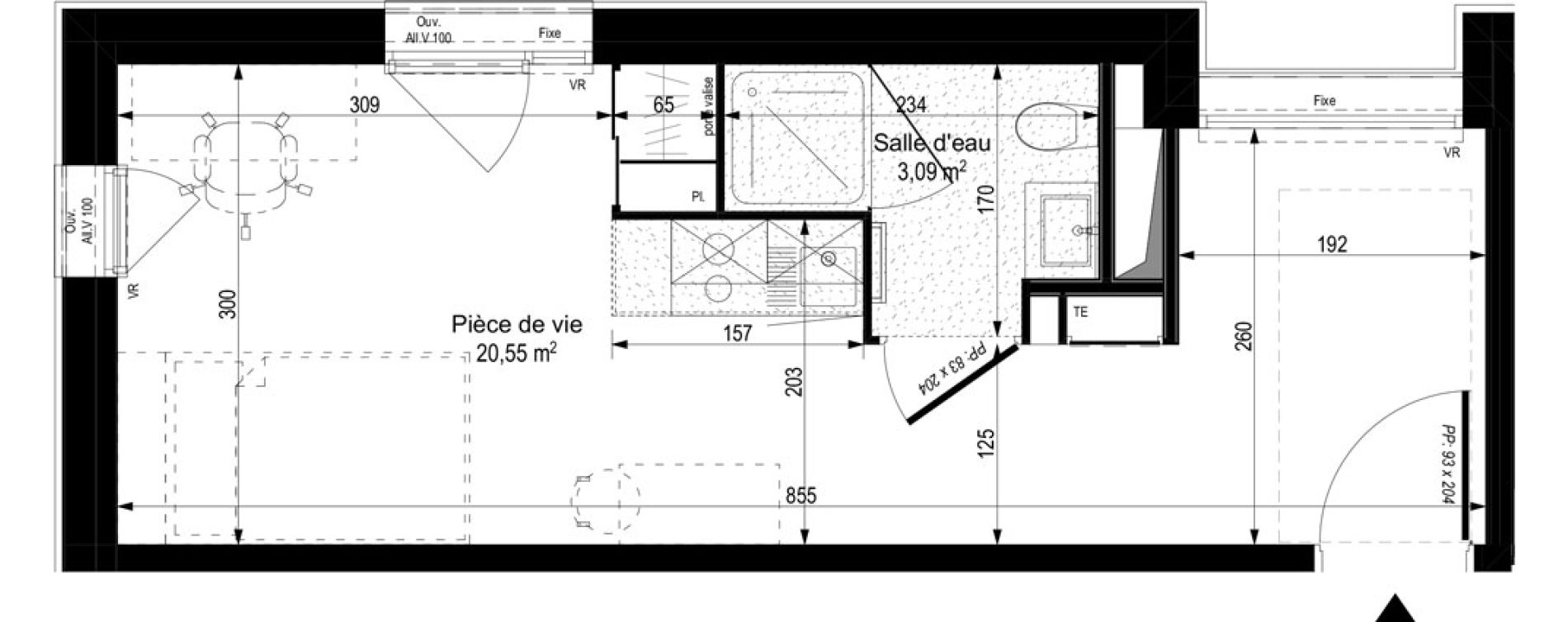 Appartement T1 meubl&eacute; de 23,64 m2 &agrave; Gi&egrave;res Centre