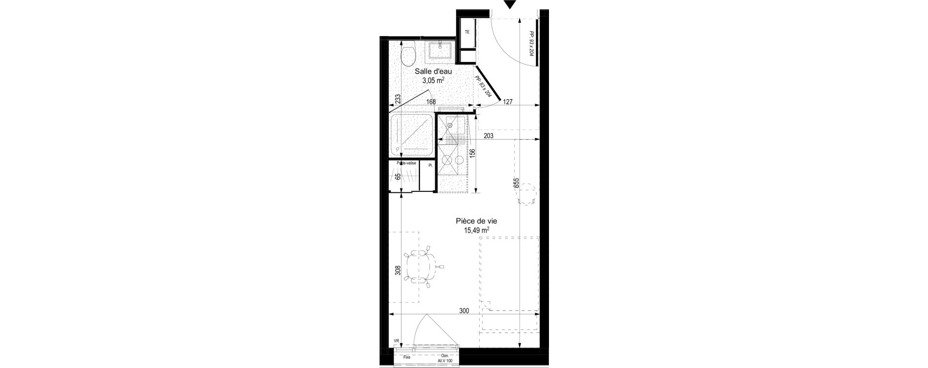 Appartement T1 meubl&eacute; de 18,54 m2 &agrave; Gi&egrave;res Centre