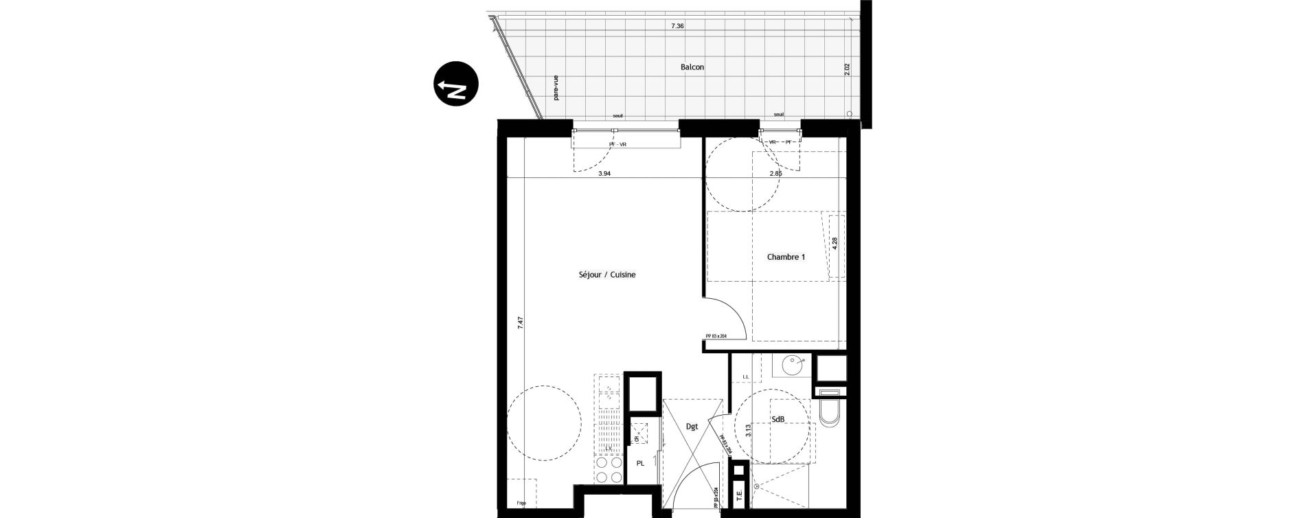 Appartement T2 de 47,90 m2 &agrave; Gi&egrave;res Centre