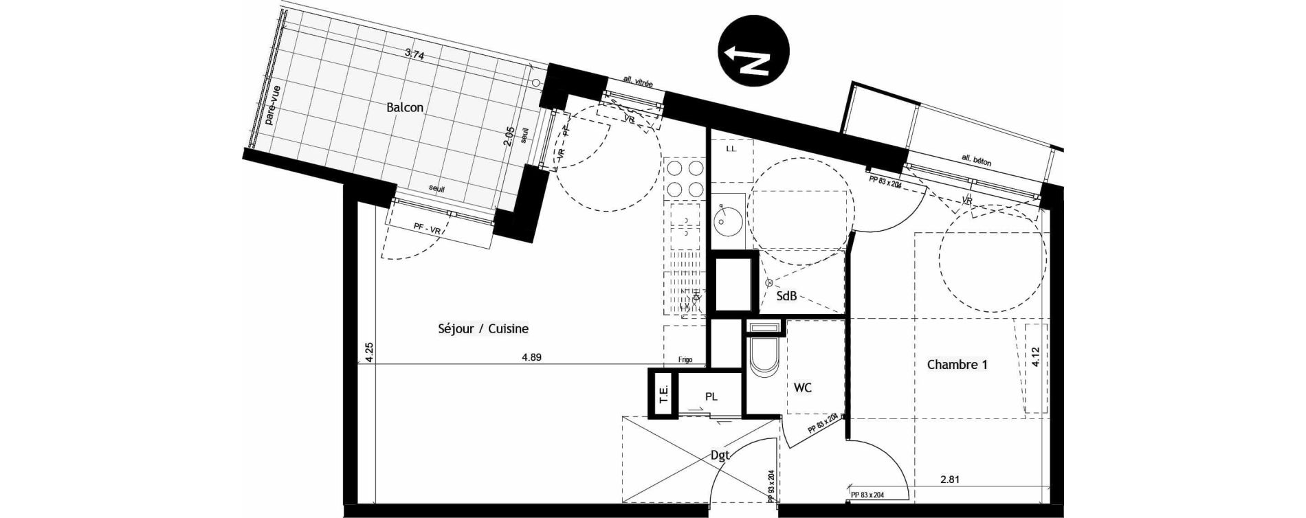 Appartement T2 de 43,32 m2 &agrave; Gi&egrave;res Centre