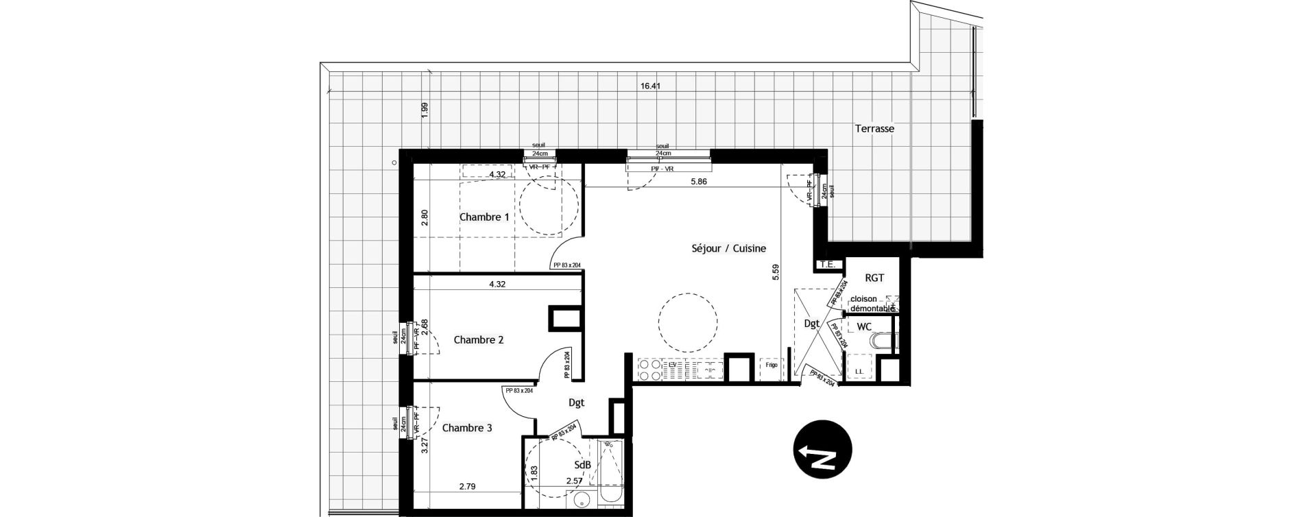 Appartement T4 de 78,05 m2 &agrave; Gi&egrave;res Centre