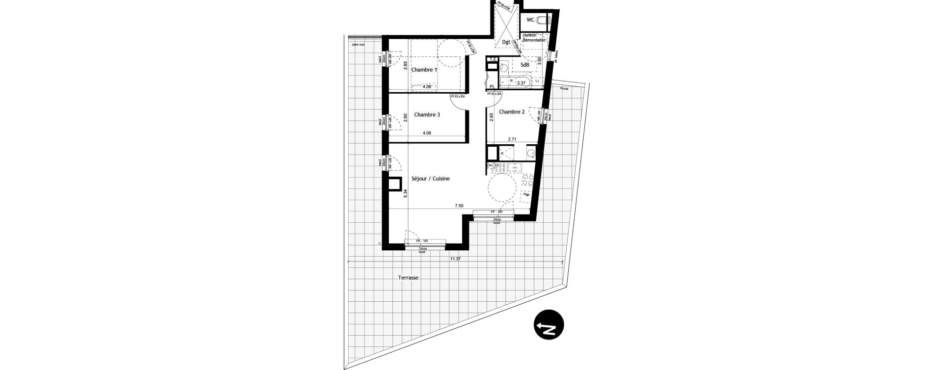 Appartement T4 de 81,63 m2 &agrave; Gi&egrave;res Centre