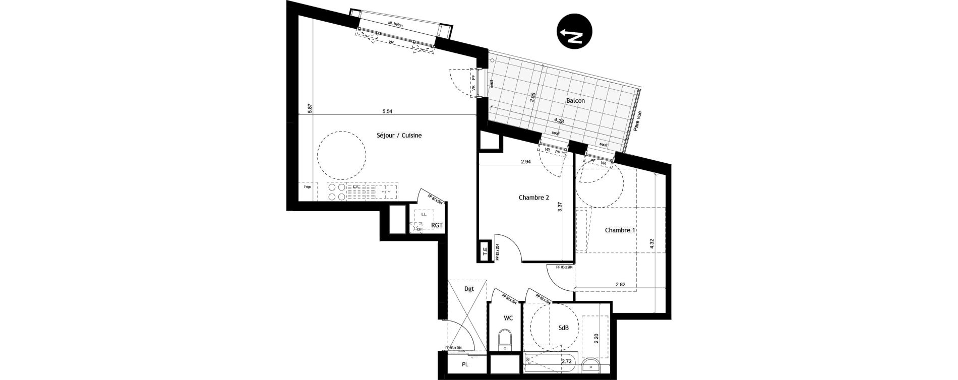 Appartement T3 de 69,07 m2 &agrave; Gi&egrave;res Centre