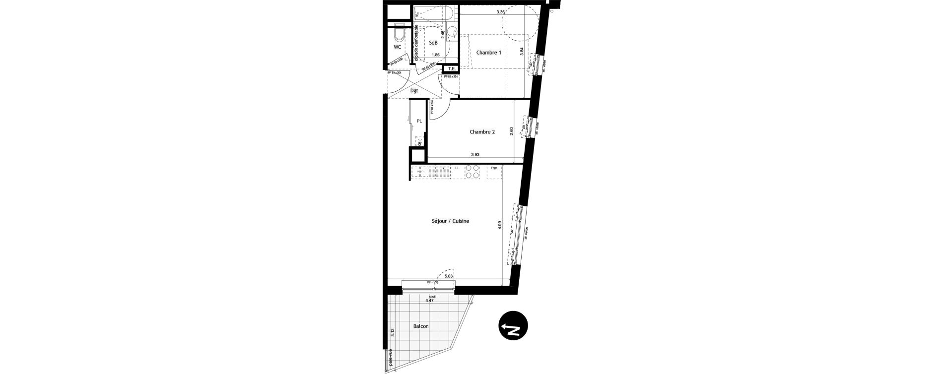 Appartement T3 de 62,40 m2 &agrave; Gi&egrave;res Centre