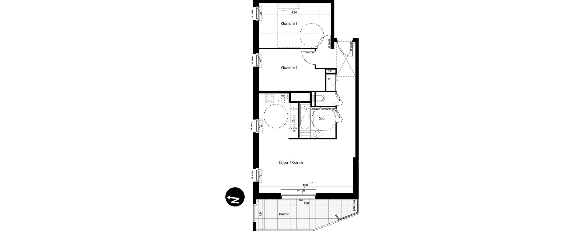 Appartement T3 de 65,69 m2 &agrave; Gi&egrave;res Centre
