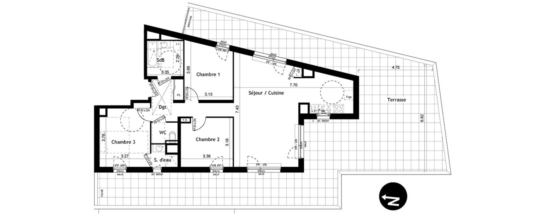 Appartement T4 de 88,77 m2 &agrave; Gi&egrave;res Centre