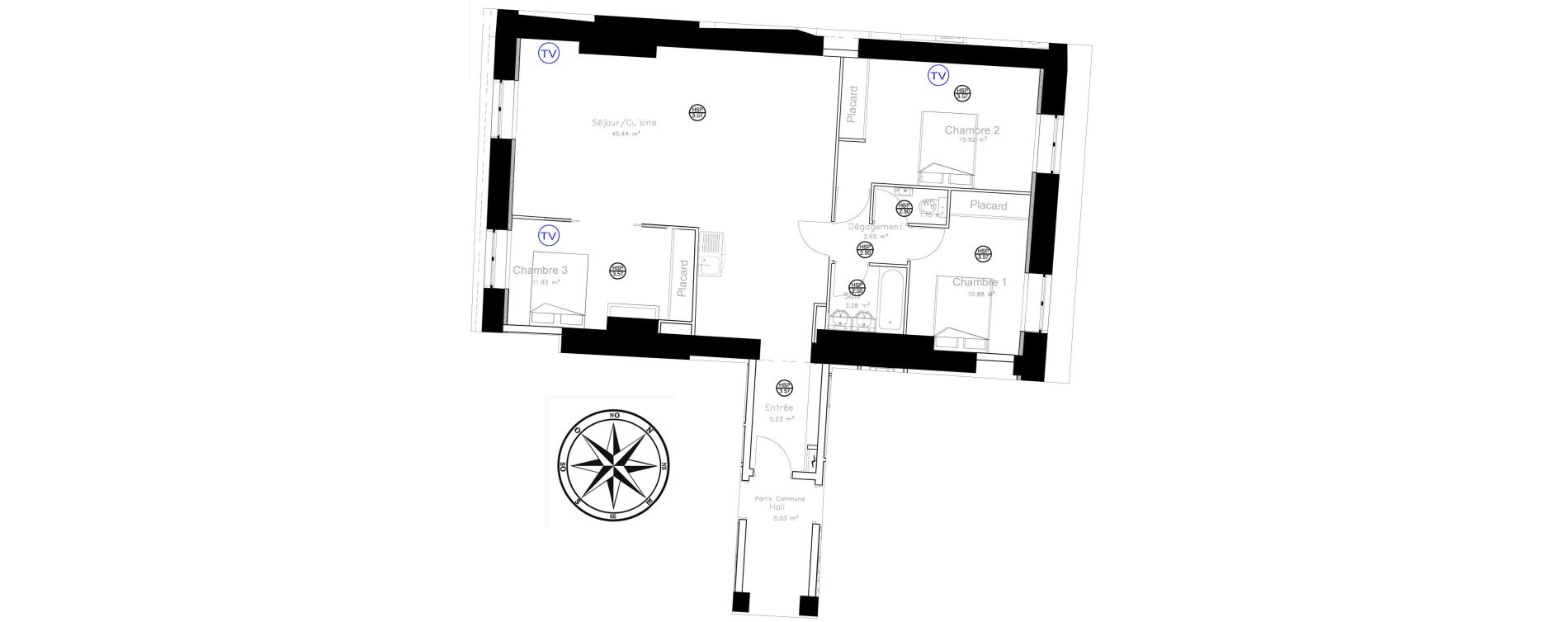 Appartement T4 de 97,03 m2 &agrave; Grenoble Hyper centre