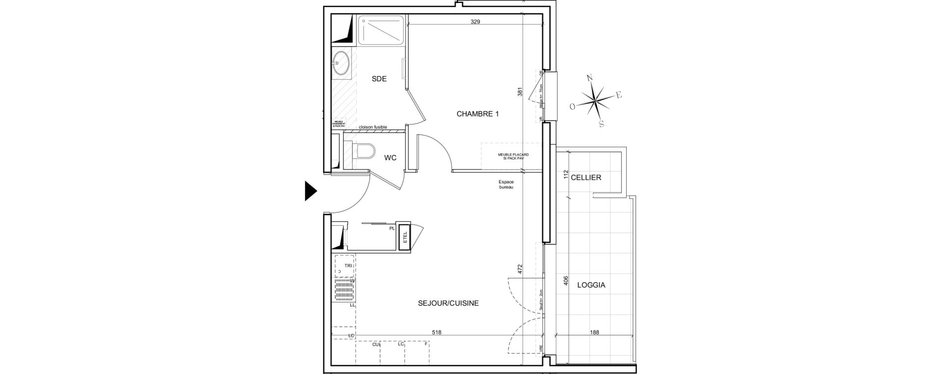 Appartement T2 de 42,33 m2 &agrave; Grenoble Ferri&eacute; - stalingrad