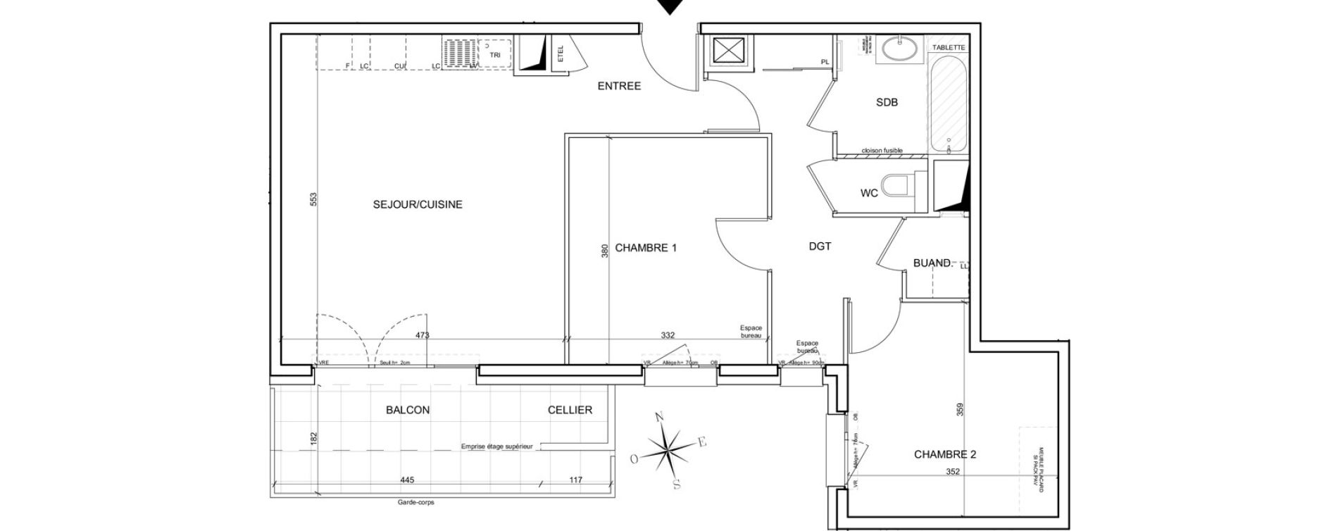 Appartement T3 de 69,43 m2 &agrave; Grenoble Ferri&eacute; - stalingrad
