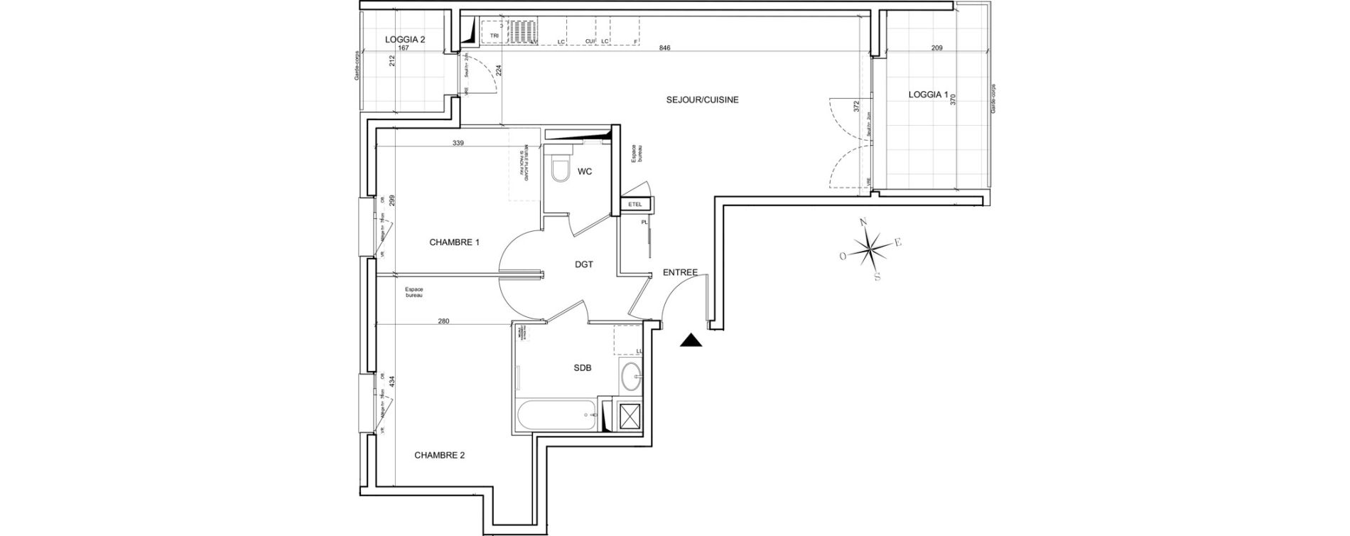 Appartement T3 de 65,38 m2 &agrave; Grenoble Ferri&eacute; - stalingrad