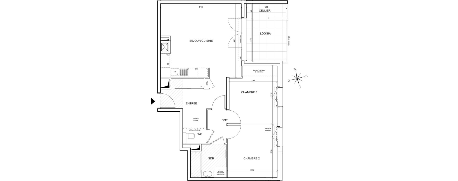 Appartement T3 de 63,40 m2 &agrave; Grenoble Ferri&eacute; - stalingrad