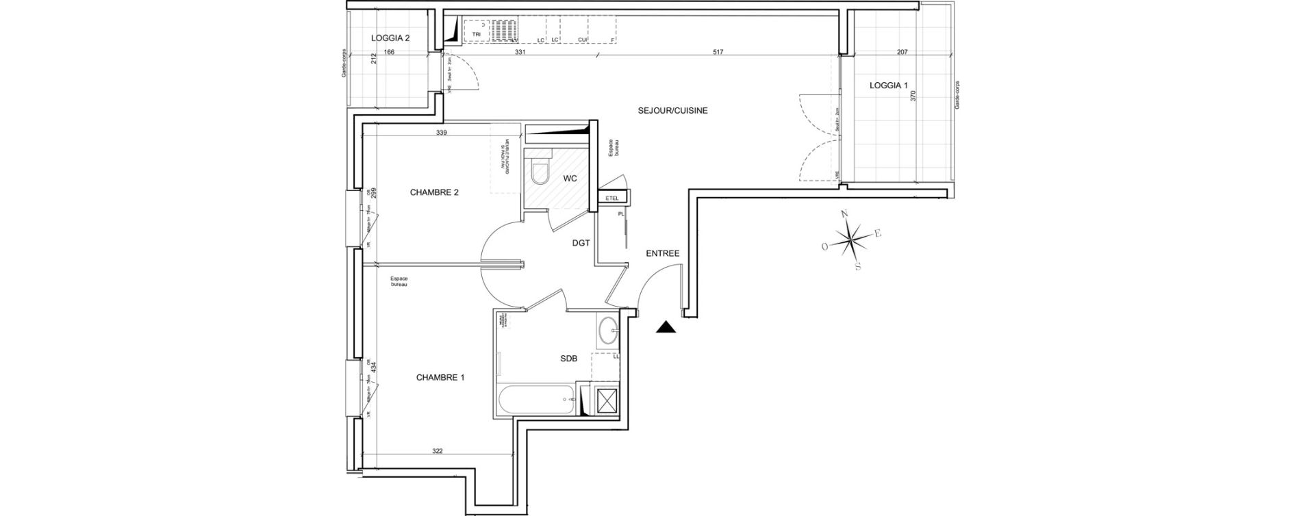 Appartement T3 de 65,19 m2 &agrave; Grenoble Ferri&eacute; - stalingrad