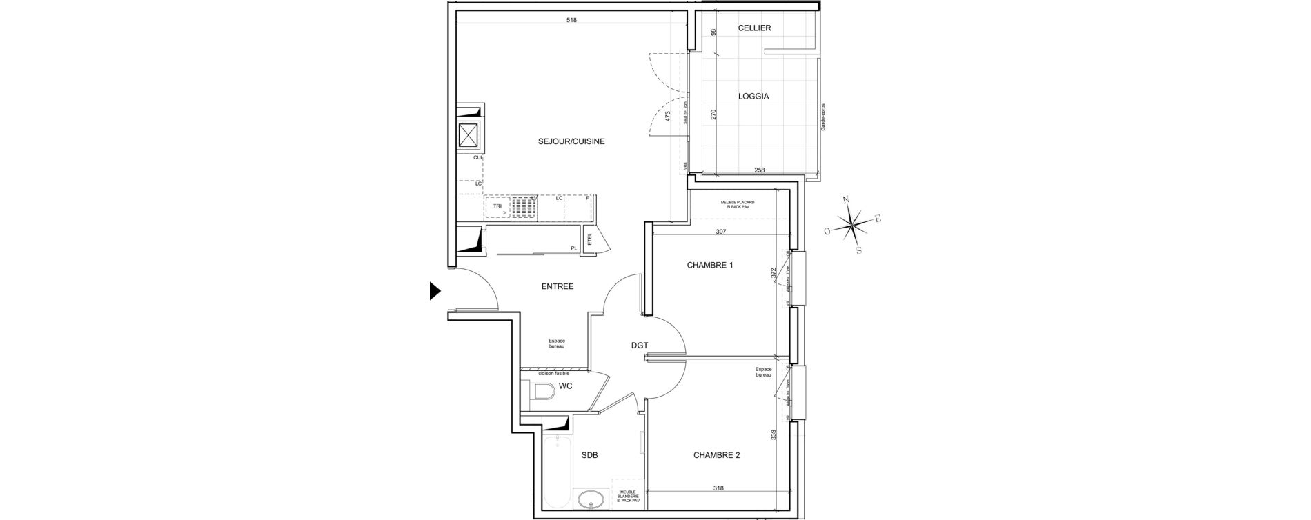 Appartement T3 de 63,40 m2 &agrave; Grenoble Ferri&eacute; - stalingrad