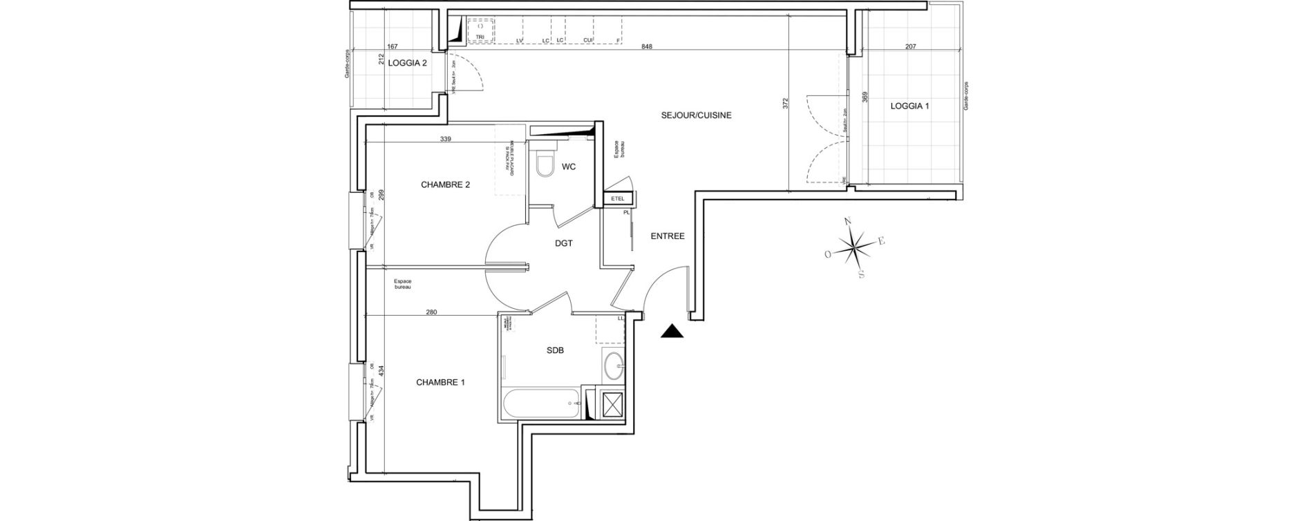 Appartement T3 de 65,49 m2 &agrave; Grenoble Ferri&eacute; - stalingrad