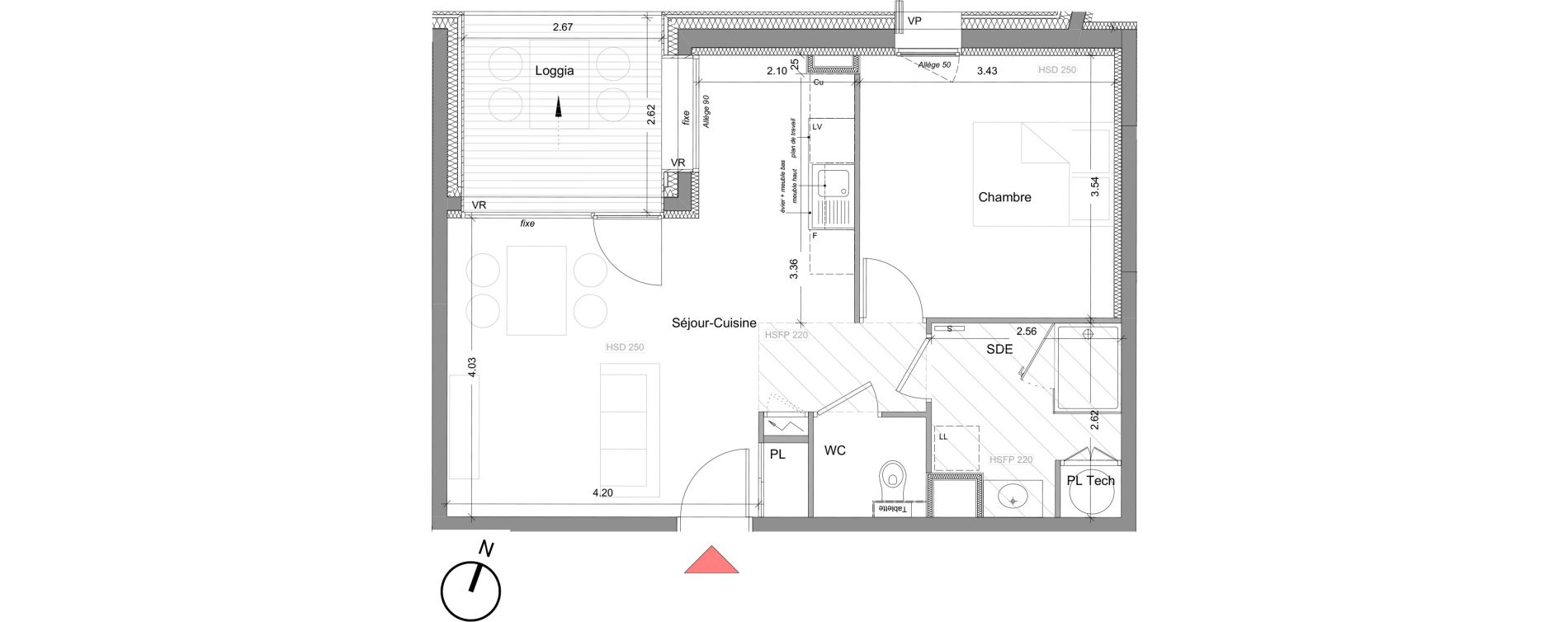 Appartement T2 de 46,83 m2 &agrave; Grenoble Presqu ile