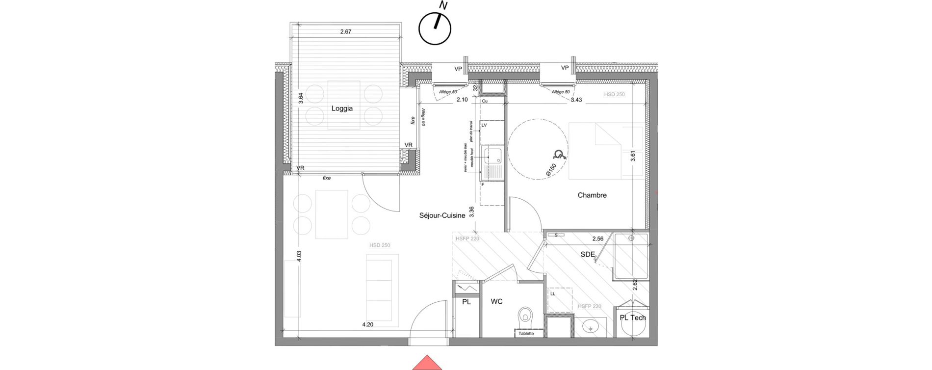 Appartement T2 de 47,18 m2 &agrave; Grenoble Presqu ile