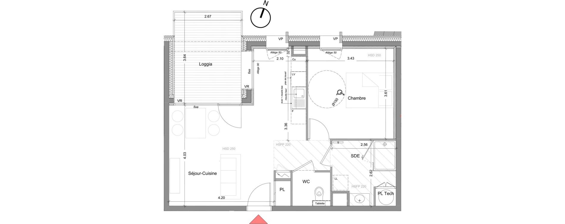Appartement T2 de 47,20 m2 &agrave; Grenoble Presqu ile