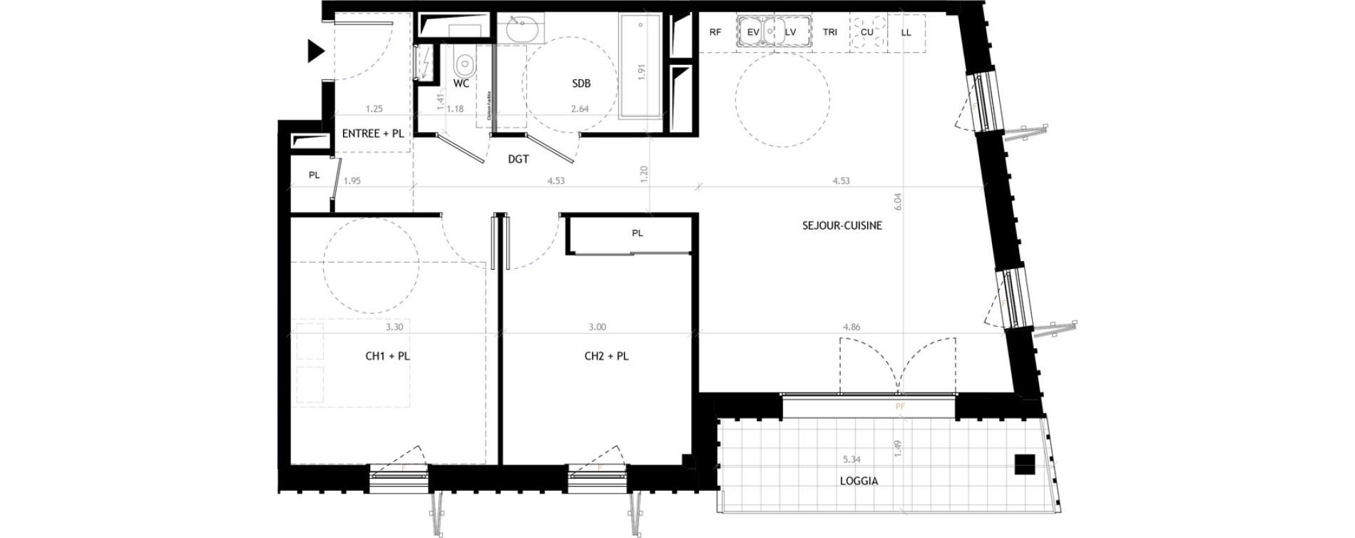 Appartement T3 de 68,85 m2 &agrave; Grenoble Arago - jean mace - martyrs