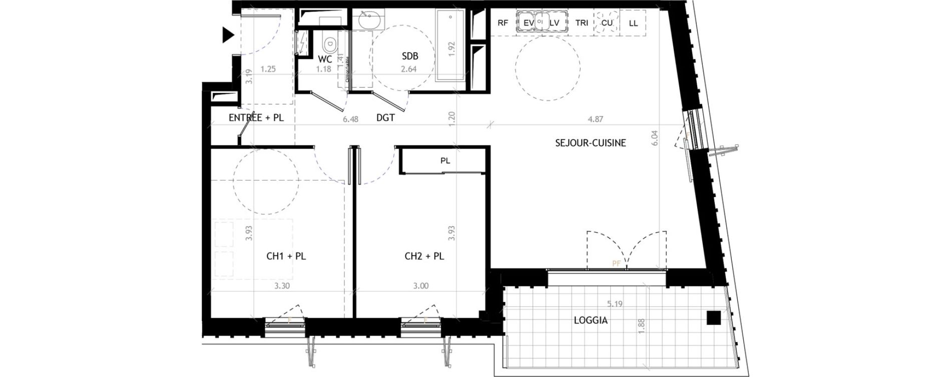 Appartement T3 de 68,76 m2 &agrave; Grenoble Arago - jean mace - martyrs