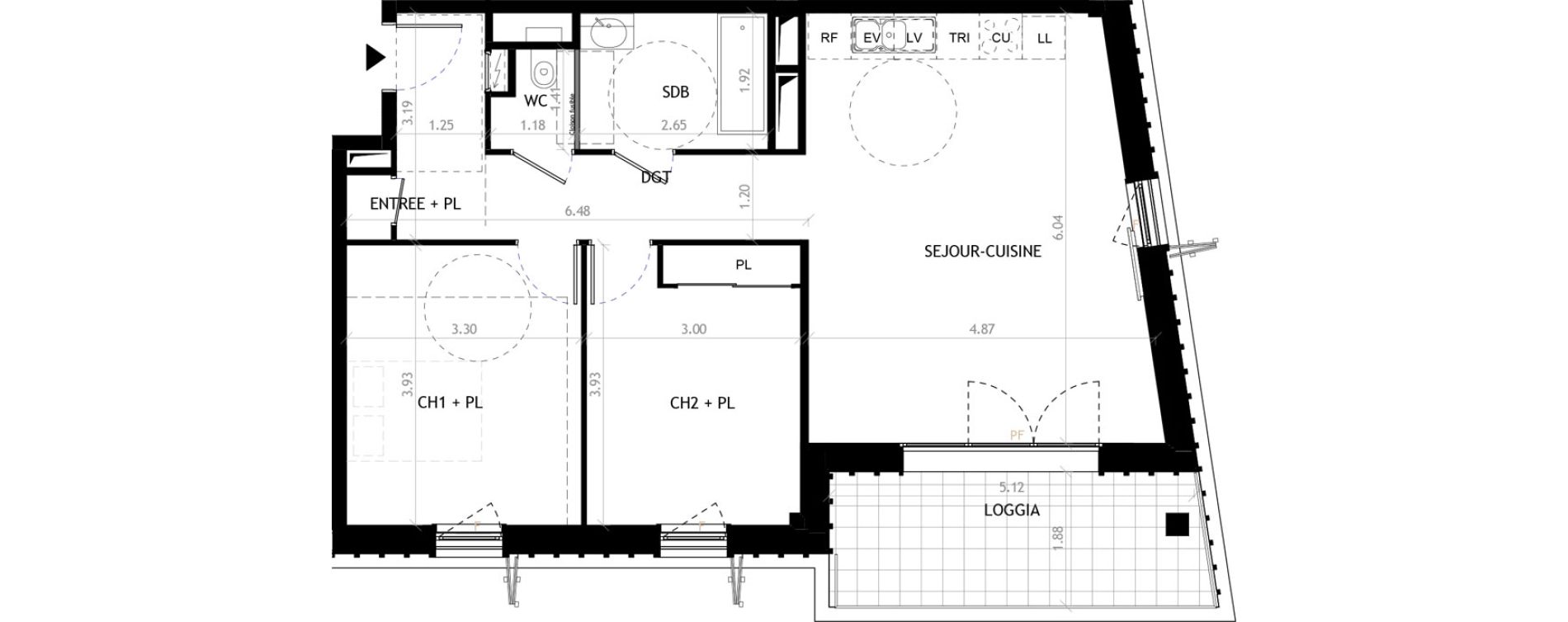 Appartement T3 de 68,93 m2 &agrave; Grenoble Arago - jean mace - martyrs