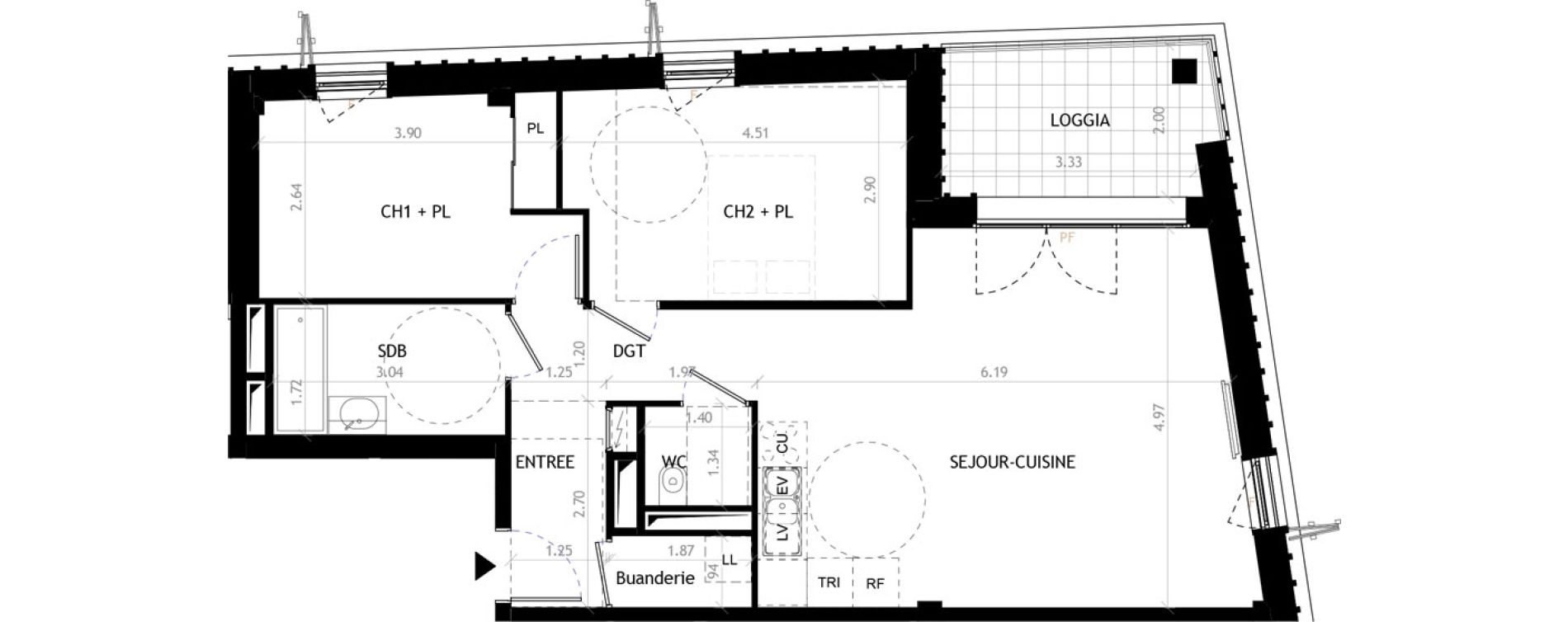 Appartement T3 de 67,97 m2 &agrave; Grenoble Arago - jean mace - martyrs