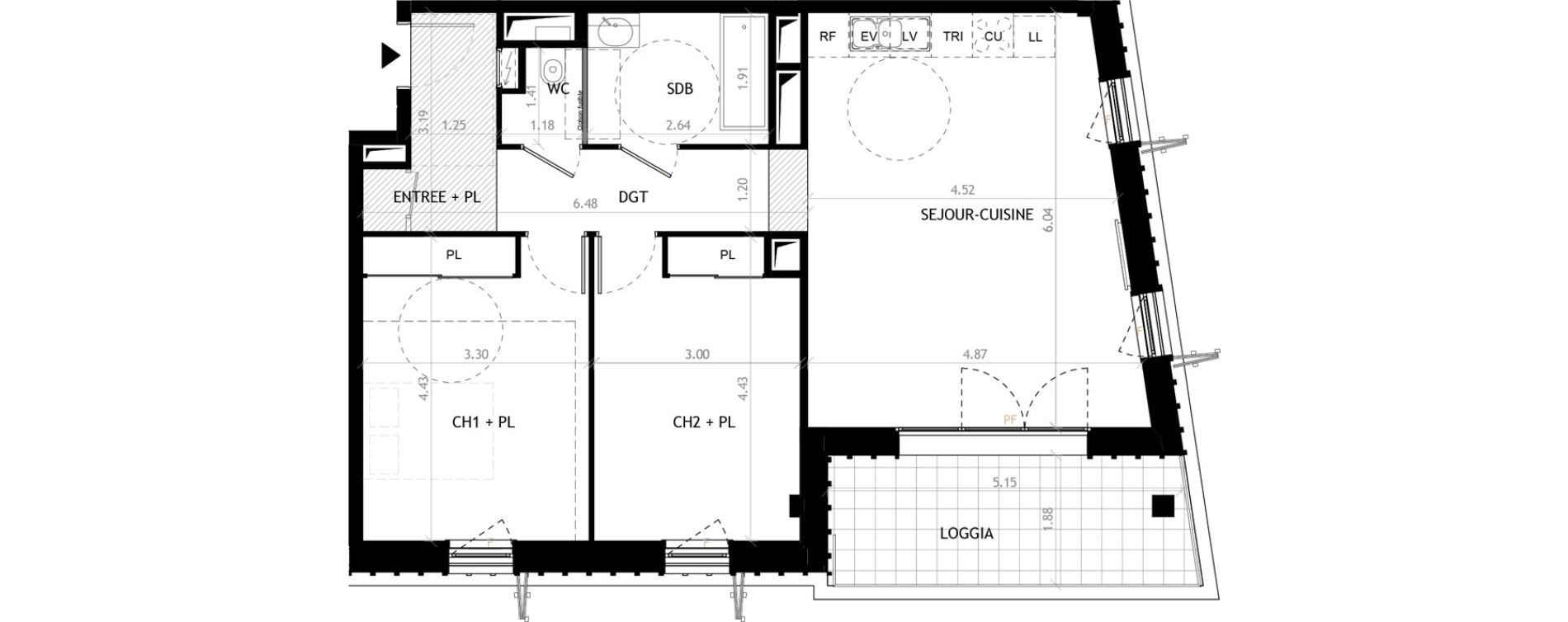 Appartement T3 de 71,64 m2 &agrave; Grenoble Arago - jean mace - martyrs