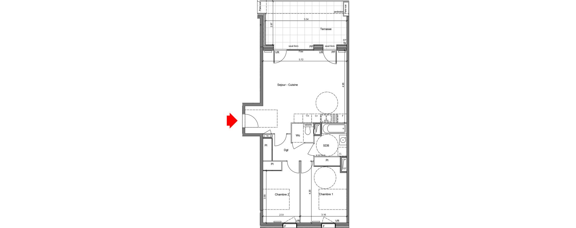 Appartement T3 de 67,23 m2 &agrave; Grenoble Berriat