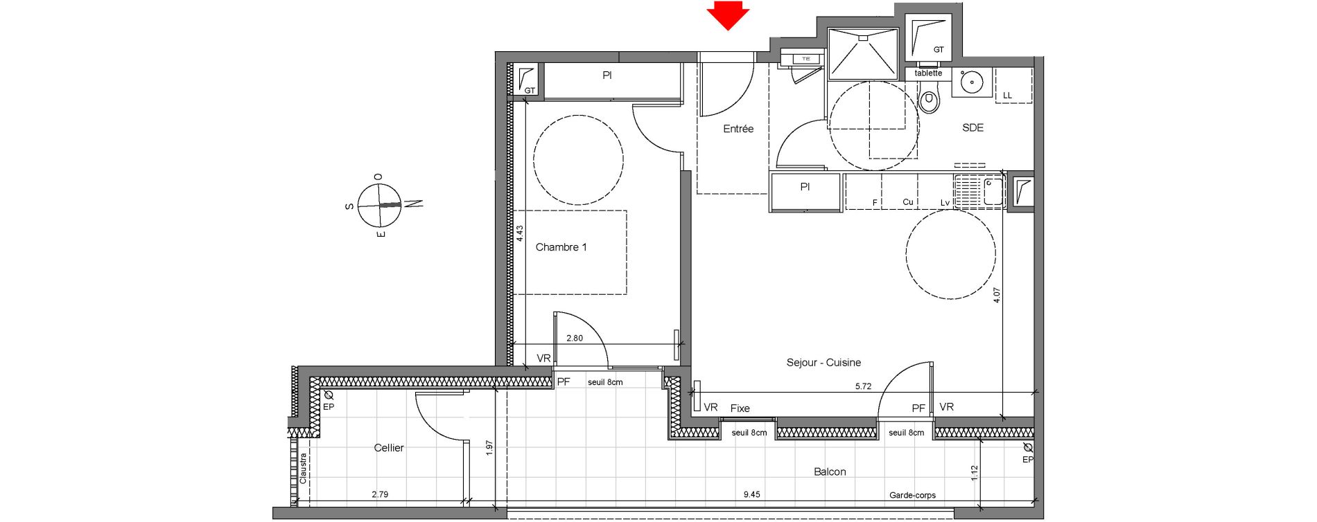 Appartement T2 de 47,56 m2 &agrave; Grenoble Berriat