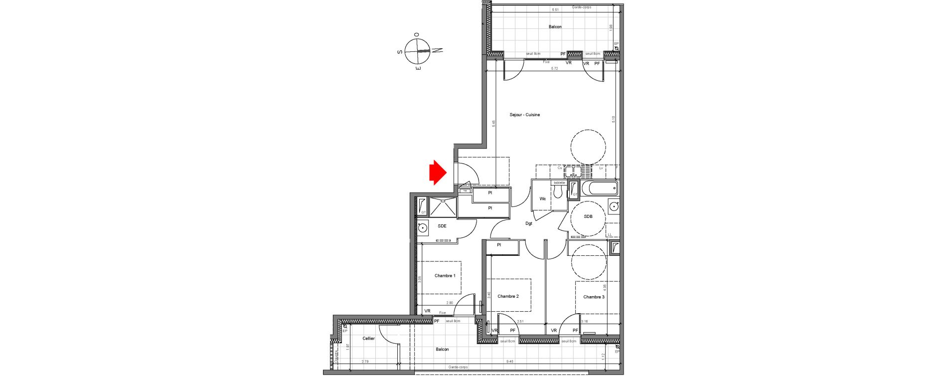 Appartement T4 de 81,41 m2 &agrave; Grenoble Berriat