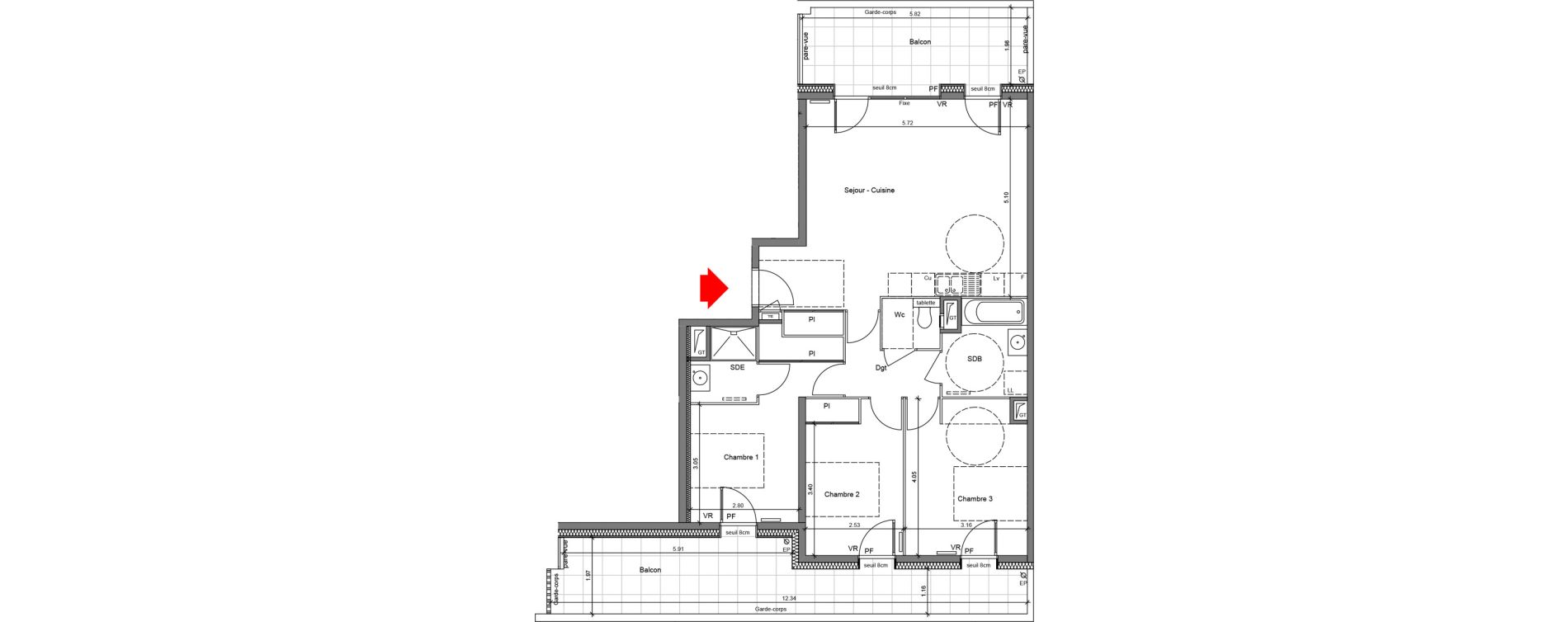 Appartement T4 de 81,43 m2 &agrave; Grenoble Berriat