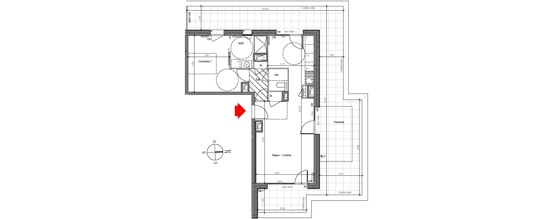 Appartement T2 de 53,62 m2 &agrave; Grenoble Berriat